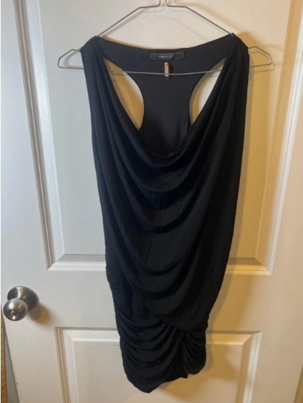 BCBGMaxAzria Black One-Shoulder Draped Dress